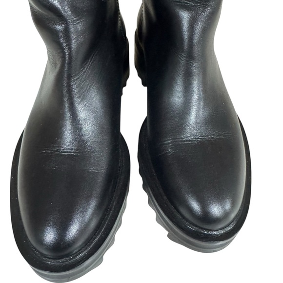 Tamara Mellon Black Leather Easy Rider Pull-on Leather Moto Boots - Picture 5 of 7